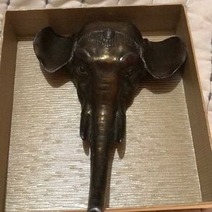 Antique brass elephant head piece